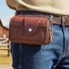 Men's Leather Belt Bag Wallet – Genuine Leather, Black