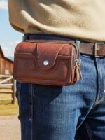 Men's Leather Belt Bag Wallet – Genuine Leather, Black - Image 2