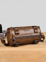 Men's Black & Brown Faux Leather Crossbody Bag –