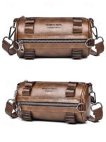 Men's Black & Brown Faux Leather Crossbody Bag – - Image 5