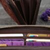 Handmade leather continental wallet with elegant mandala pattern