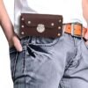 Men's Faux Leather Belted Mobile Waist Bag with Secure Lock