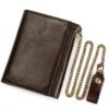 Men's Genuine Leather Wallet with Key Slot & Chain,