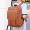 Men's Vintage Faux Leather Backpack – Large Capacity