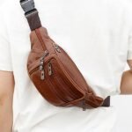 Men's Genuine Leather Waist Bag – Multi-Pocket Crossbody