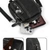 Men's genuine leather messenger bag with zipper pocket,