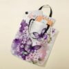 Women's Butterfly Print Canvas Tote Bag with Floral Design,
