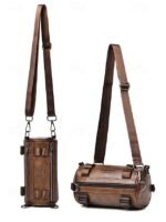 Men's Black & Brown Faux Leather Crossbody Bag – - Image 3