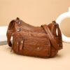 Women's Faux Leather Quilted Crossbody Bag with Multiple