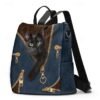 Large Capacity Black Cat Animal Print Multi-Carry Backpack -