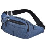 Unisex Multi-Pocket Canvas Crossbody Waist Bag, Adjustable Belt - Image 12