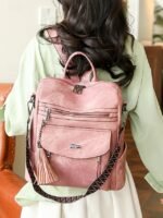 Women's Faux Leather Convertible Backpack Purse – Vintage - Image 12