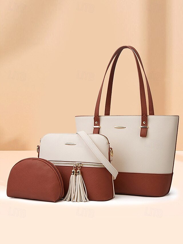 wrpjtt1739964761159 Elegant women's stylish two-tone patchwork handbag set with - Image 1