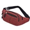 Unisex Multi-Pocket Canvas Crossbody Waist Bag, Adjustable Belt