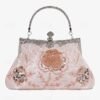 Women's Vintage Green Velvet Handbag with Beaded Floral