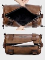 Men's Black & Brown Faux Leather Crossbody Bag – - Image 7