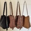 70Pcs Women's Suede-Like Faux Leather Tote with Leopard print