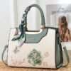 Women's Embroidered Faux Leather Handbag with Scarf Accent