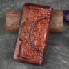 Handmade leather continental wallet with elegant mandala pattern