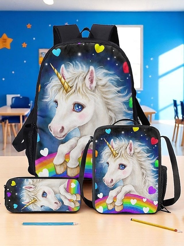 xkbjty1749463480869 Girls'3-Piece Unicorn Backpack Set with Lunch Bag and - Image 1