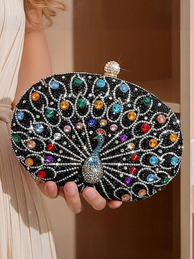 xscldt1754043828890 Women's Rhinestone Peacock Clutch Bag – Luxury Evening - Image 1