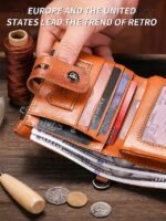 Men's Genuine Leather RFID Blocking Wallet with Chain, - Image 2