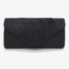 Champagne Glitter Evening Clutch Bag with Pleated Design –