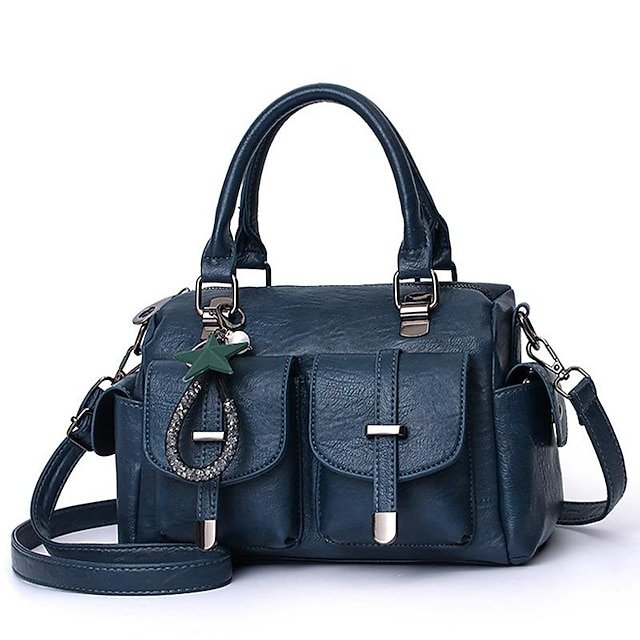 yhaqak1678355963795 Women's Blue Faux Leather Handbag – Stylish Large - Image 1