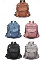 Women's Faux Leather Convertible Backpack Purse – Vintage - Image 11