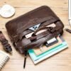 Premium Brown Leather Briefcase - Elegant Business Laptop Bag