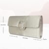 Women's White Satin Clutch with Rhinestone Buckle - Elegant