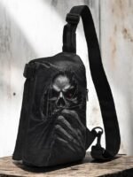 Men's Gothic Skull Crossbody Bag – Multi-Pocket Large - Image 3