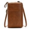 Women's Vintage Faux Leather Crossbody Wallet with Zipper,