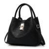 Women's Red Faux Leather Handbag with Gold Lock and Chain