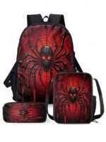 Men's Large Capacity Spider Print Backpack with Double - Image 14
