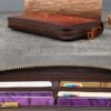 Women's Vintage Brown Leather Wallet with Embossed