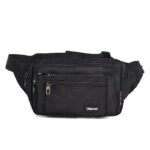 Men's Black Nylon Travel Fanny Pack, Multi - Pocket Waist