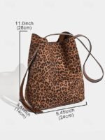 70Pcs Women's Suede-Like Faux Leather Tote with Leopard print - Image 10