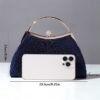 Women's Navy Blue Evening Clutch – Elegant Pleated Velvet